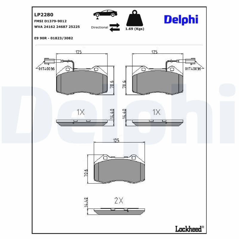 set placute frana,frana disc DELPHI LP2280