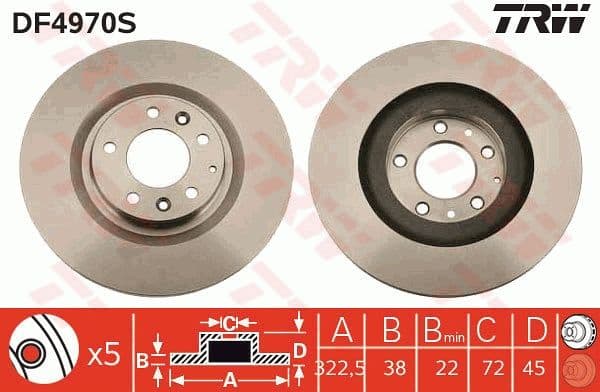 Disc frana TRW SINGLE DF4970S
