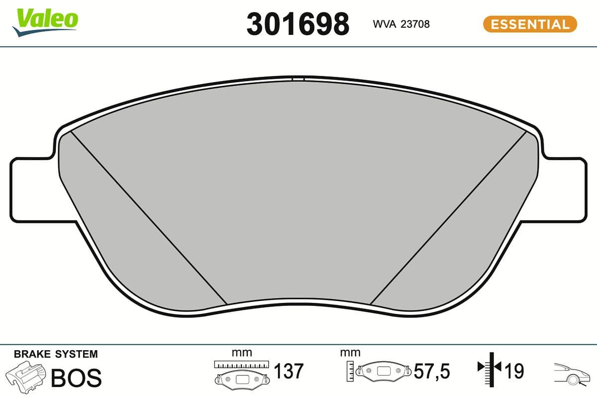set placute frana,frana disc VALEO ESSENTIAL 301698