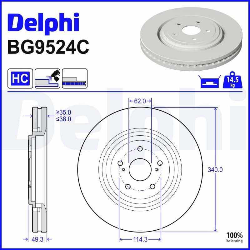 Disc frana DELPHI BG9524C
