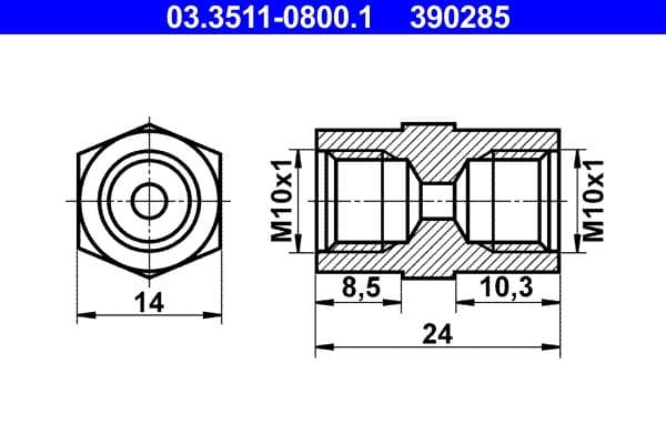 Adaptor, conducte frana ATE 03.3511-0800.1