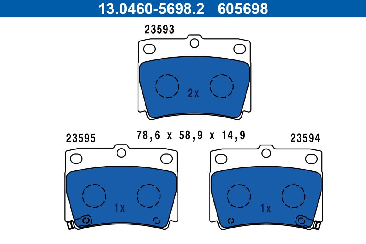 set placute frana,frana disc ATE 13.0460-5698.2