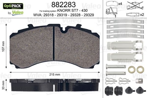 set placute frana,frana disc VALEO OPTIPACK 882283