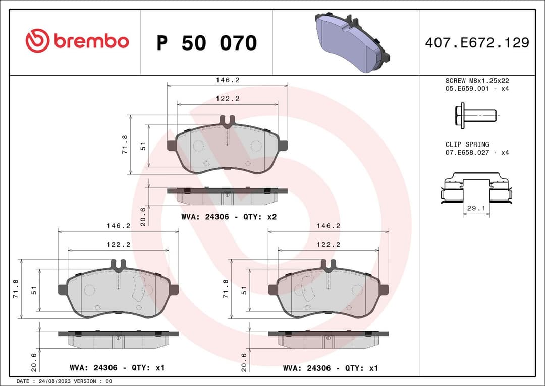 set placute frana,frana disc BREMBO PRIME LINE P 50 070