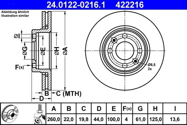 Disc frana ATE 24.0122-0216.1