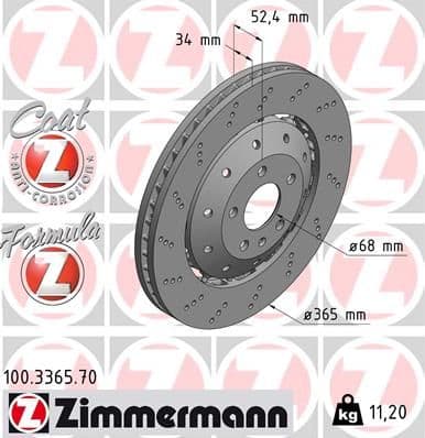 Disc frana ZIMMERMANN FORMULA Z 100.3365.70
