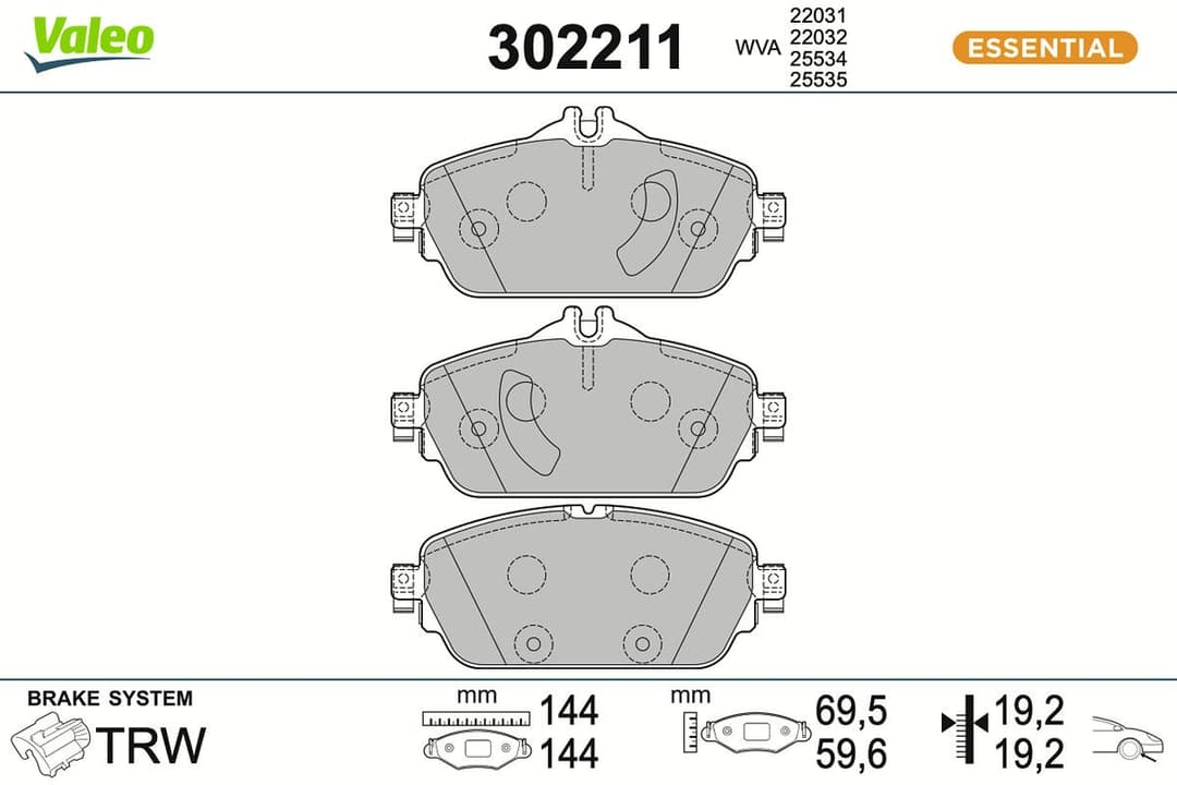 set placute frana,frana disc VALEO ESSENTIAL 302211