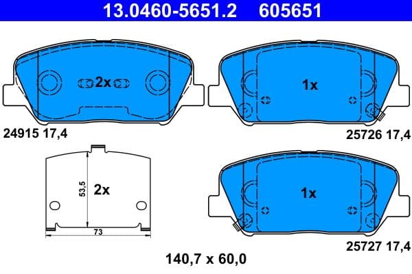 set placute frana,frana disc ATE 13.0460-5651.2