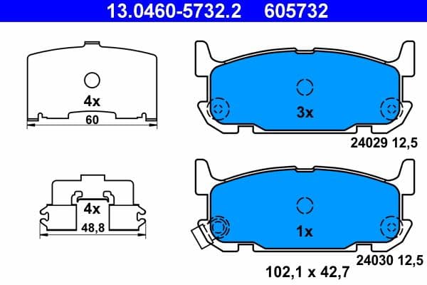 set placute frana,frana disc ATE 13.0460-5732.2
