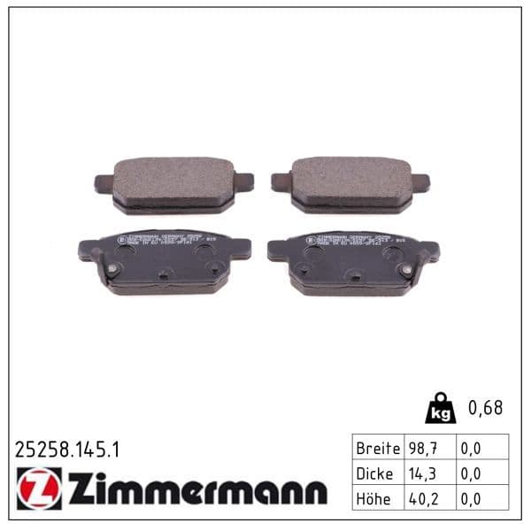 set placute frana,frana disc ZIMMERMANN 25258.145.1
