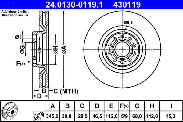 Disc frana ATE 24.0130-0119.1