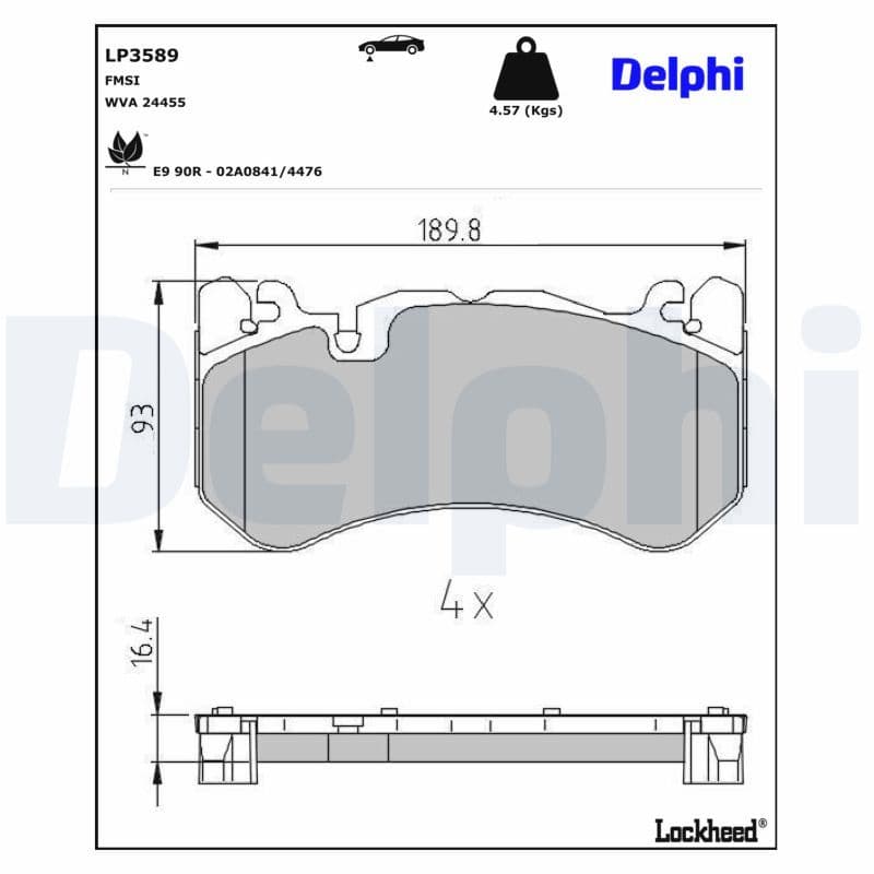 set placute frana,frana disc DELPHI LP3589
