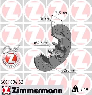 Disc frana ZIMMERMANN 600.1094.52