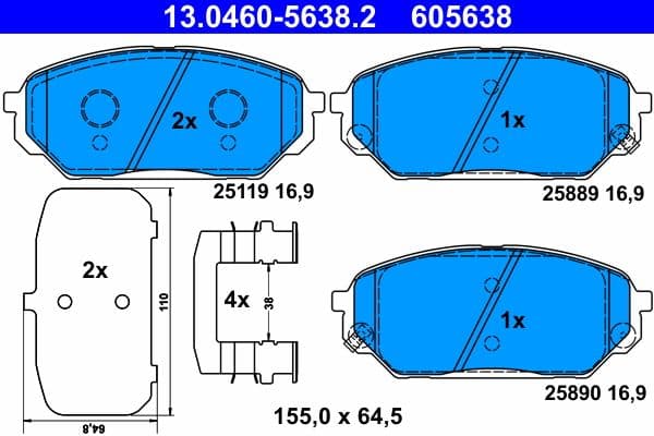 set placute frana,frana disc ATE 13.0460-5638.2