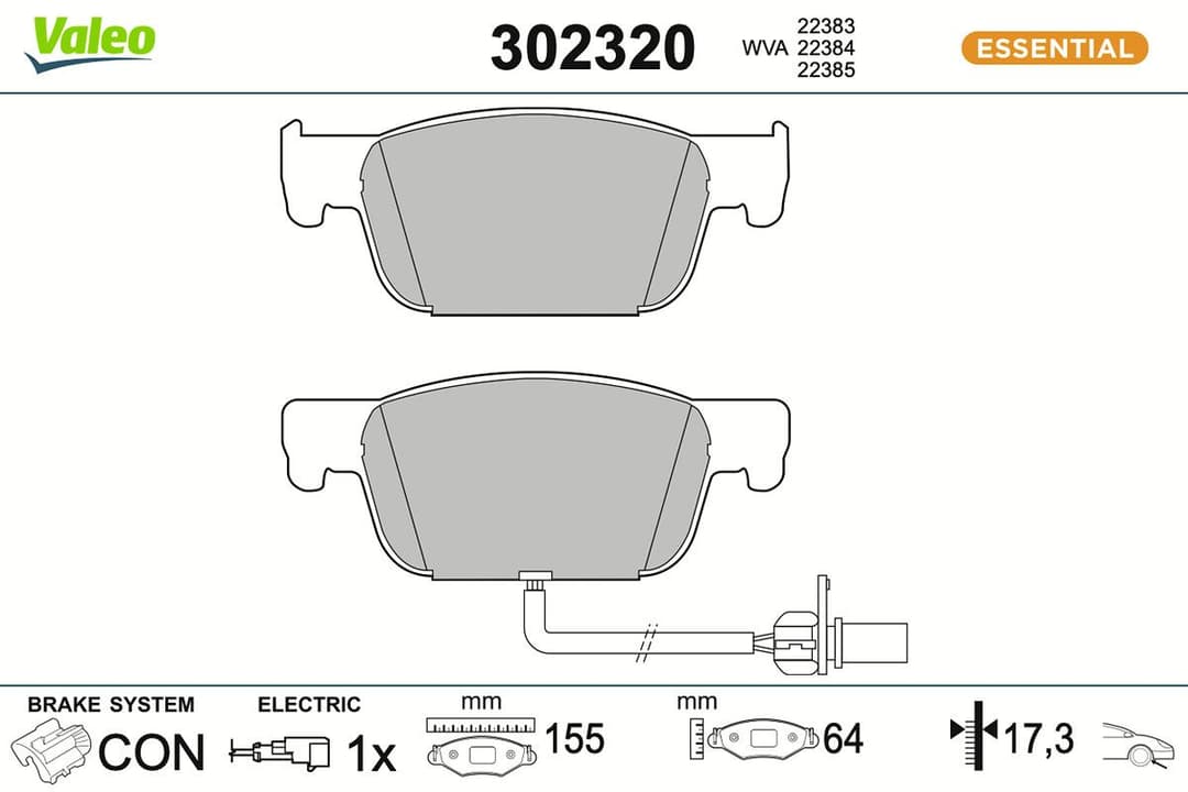 set placute frana,frana disc VALEO ESSENTIAL 302320