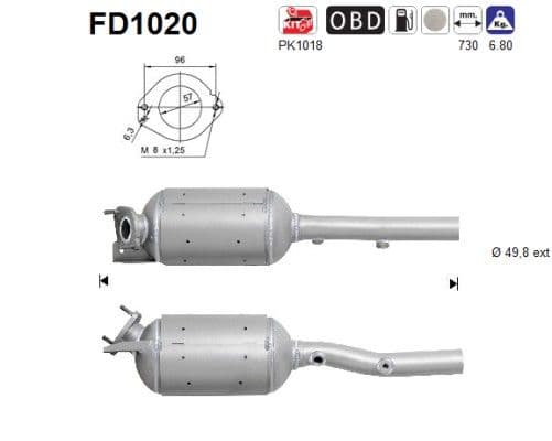 Filtru funingine/particule, sist.de esapament AS FD1020