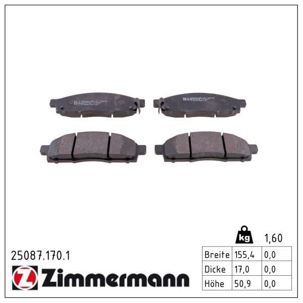 set placute frana,frana disc ZIMMERMANN 25087.170.1