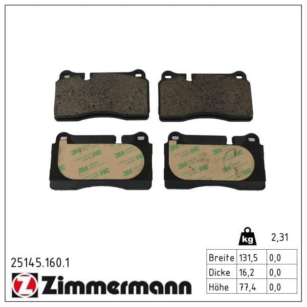 set placute frana,frana disc ZIMMERMANN 25145.160.1
