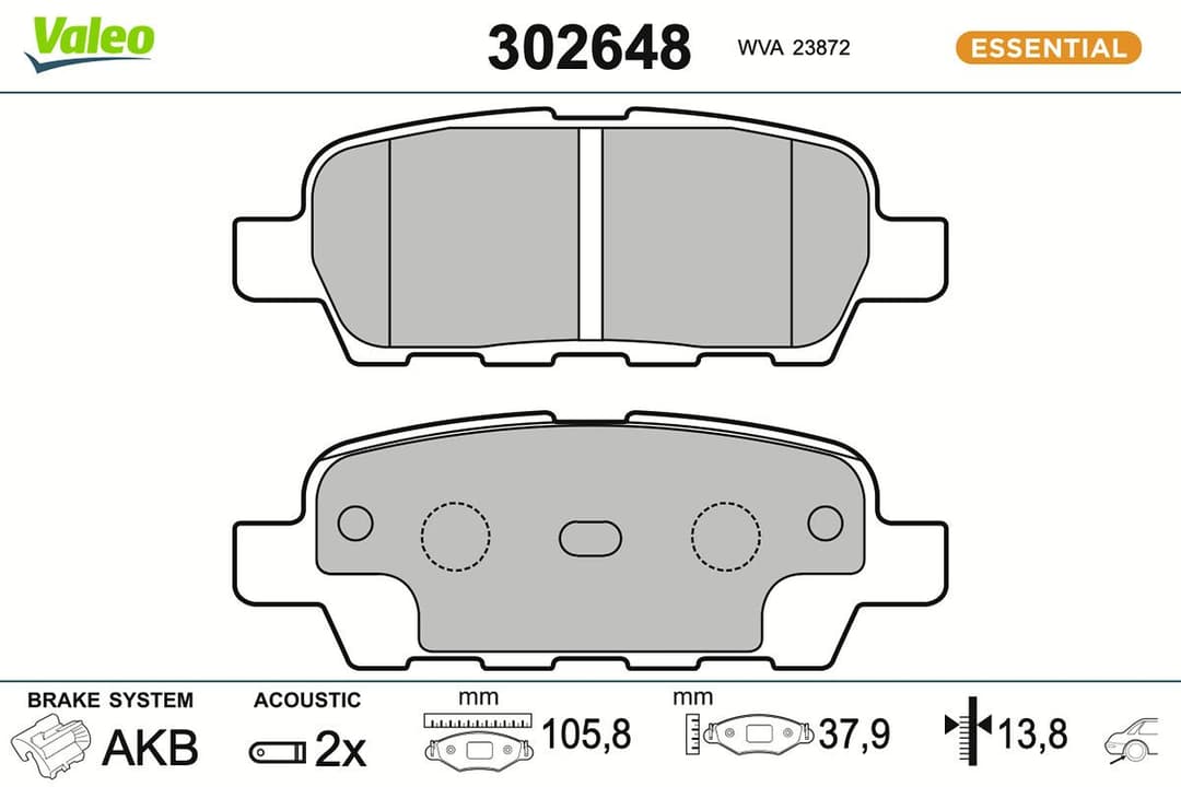 set placute frana,frana disc VALEO ESSENTIAL 302648