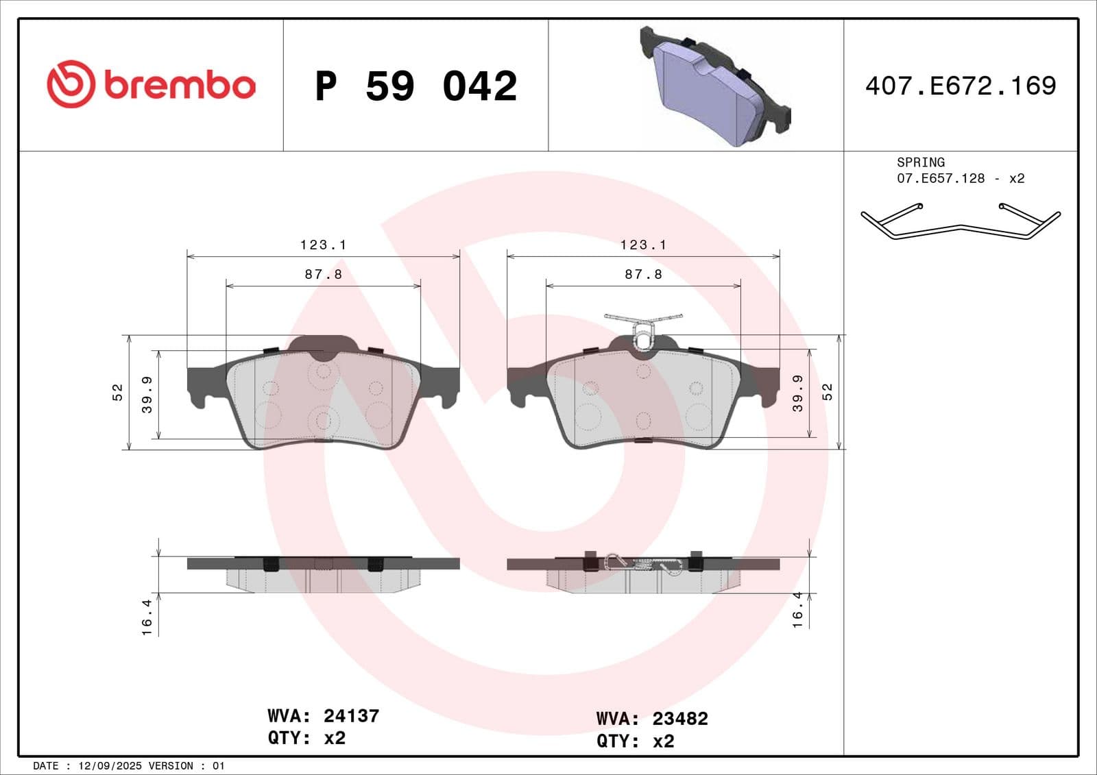 set placute frana,frana disc BREMBO PRIME LINE P 59 042