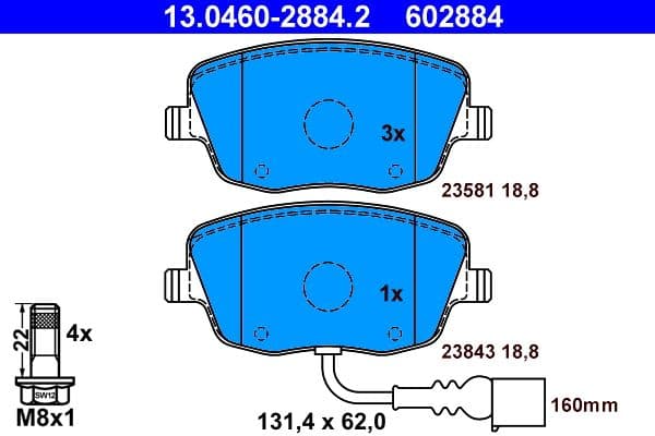 set placute frana,frana disc ATE 13.0460-2884.2