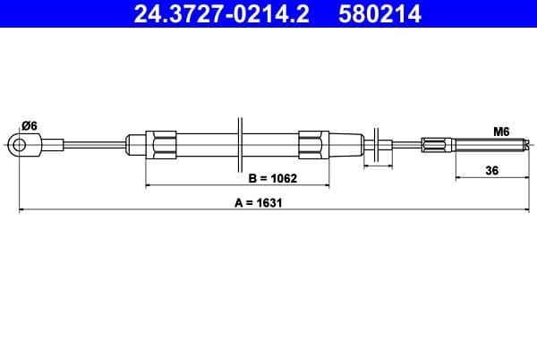 Cablu, frana de parcare ATE 24.3727-0214.2
