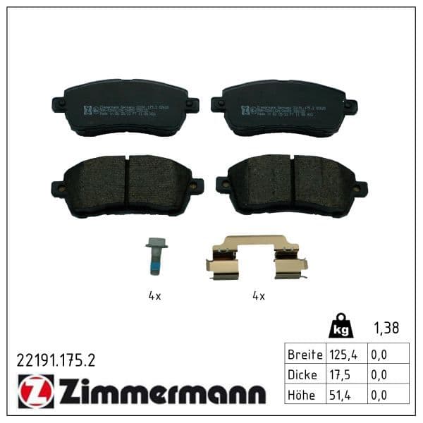 set placute frana,frana disc ZIMMERMANN 22191.175.2