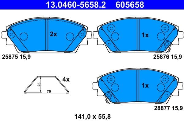 set placute frana,frana disc ATE 13.0460-5658.2