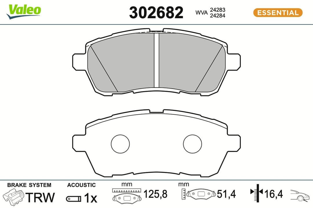 set placute frana,frana disc VALEO ESSENTIAL 302682