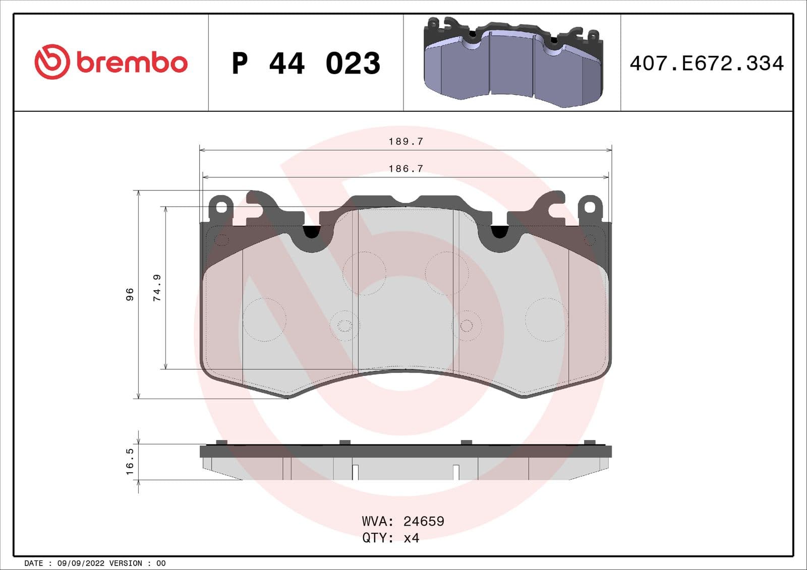 set placute frana,frana disc BREMBO PRIME LINE P 44 023