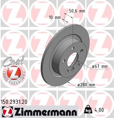 Disc frana ZIMMERMANN 150.2931.20