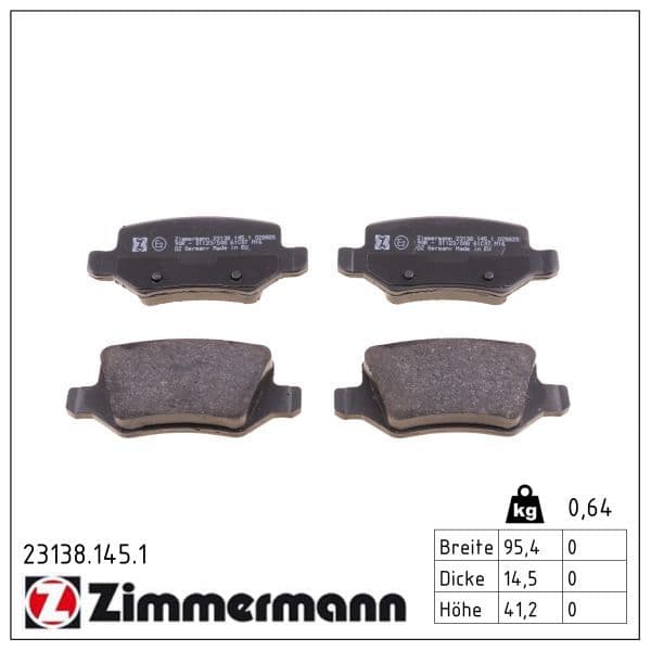 set placute frana,frana disc ZIMMERMANN 23138.145.1