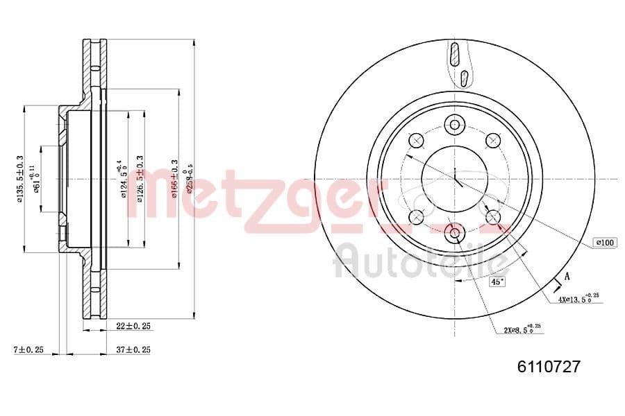 Disc frana METZGER 6110727