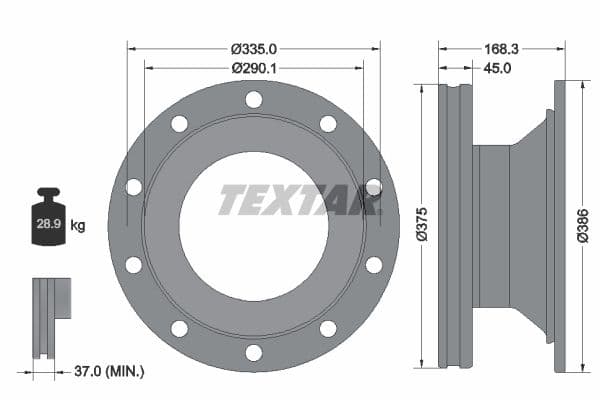 Disc frana TEXTAR 93308800