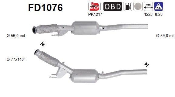 Filtru funingine/particule, sist.de esapament AS FD1076