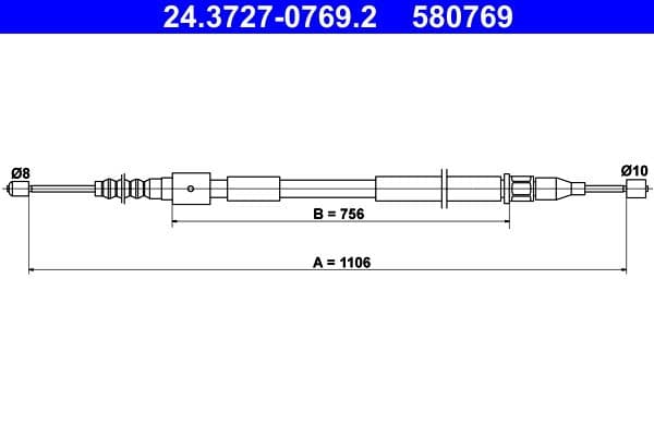 Cablu, frana de parcare ATE 24.3727-0769.2