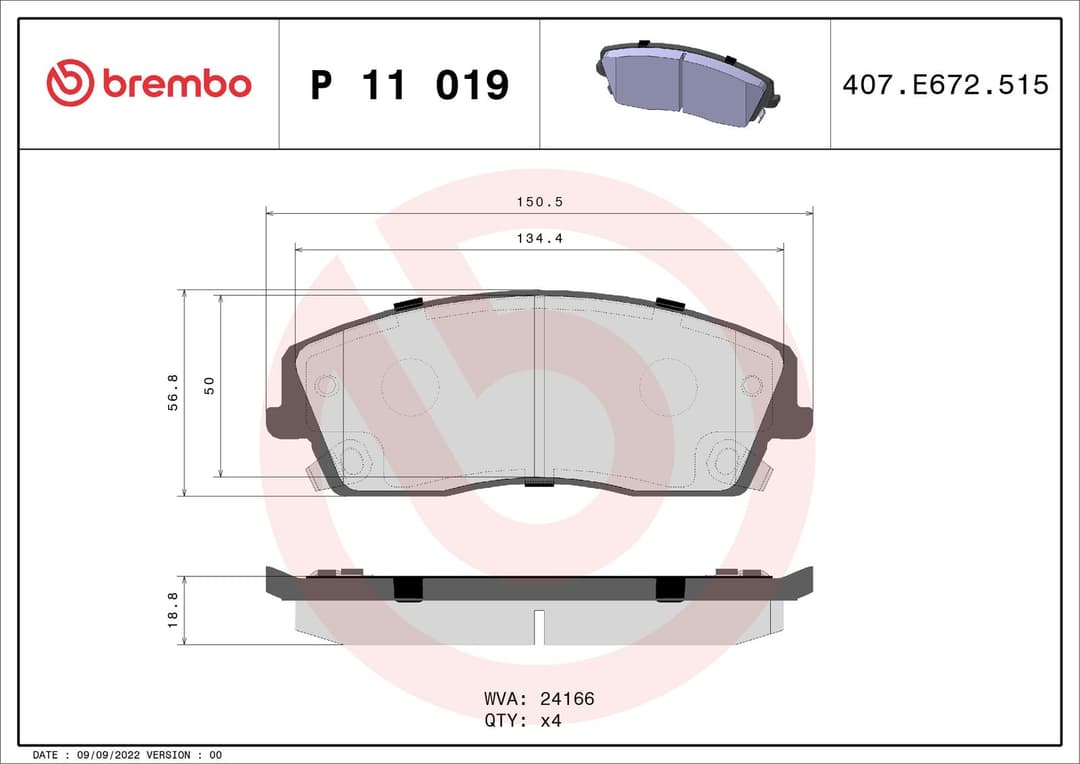 set placute frana,frana disc BREMBO PRIME LINE P 11 019