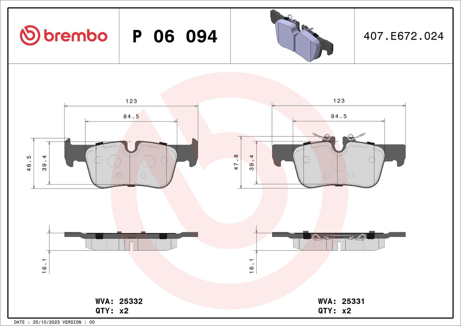 set placute frana,frana disc BREMBO PRIME LINE P 06 094