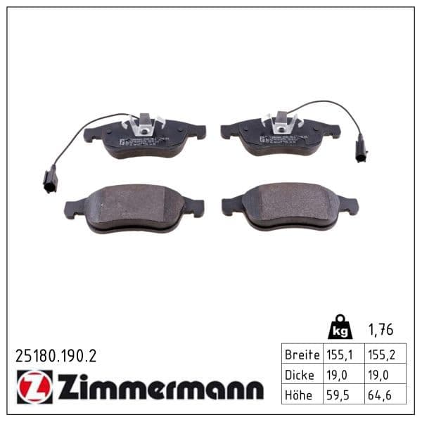 set placute frana,frana disc ZIMMERMANN 25180.190.2