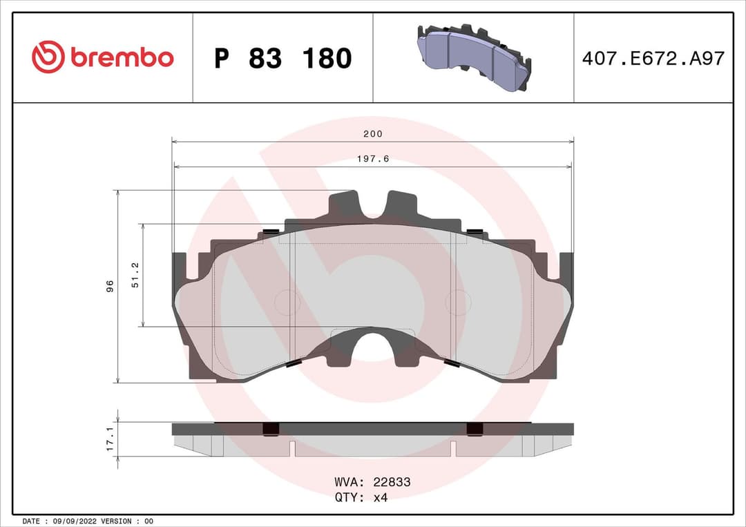 set placute frana,frana disc BREMBO PRIME LINE P 83 180