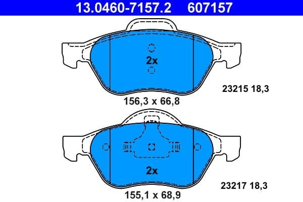set placute frana,frana disc ATE 13.0460-7157.2