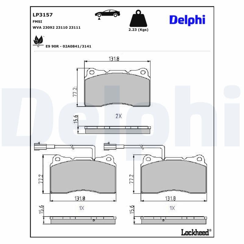 set placute frana,frana disc DELPHI LP3157