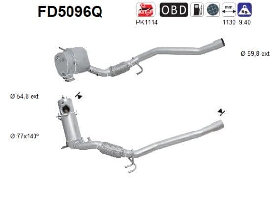 Filtru funingine/particule, sist.de esapament AS FD5096Q