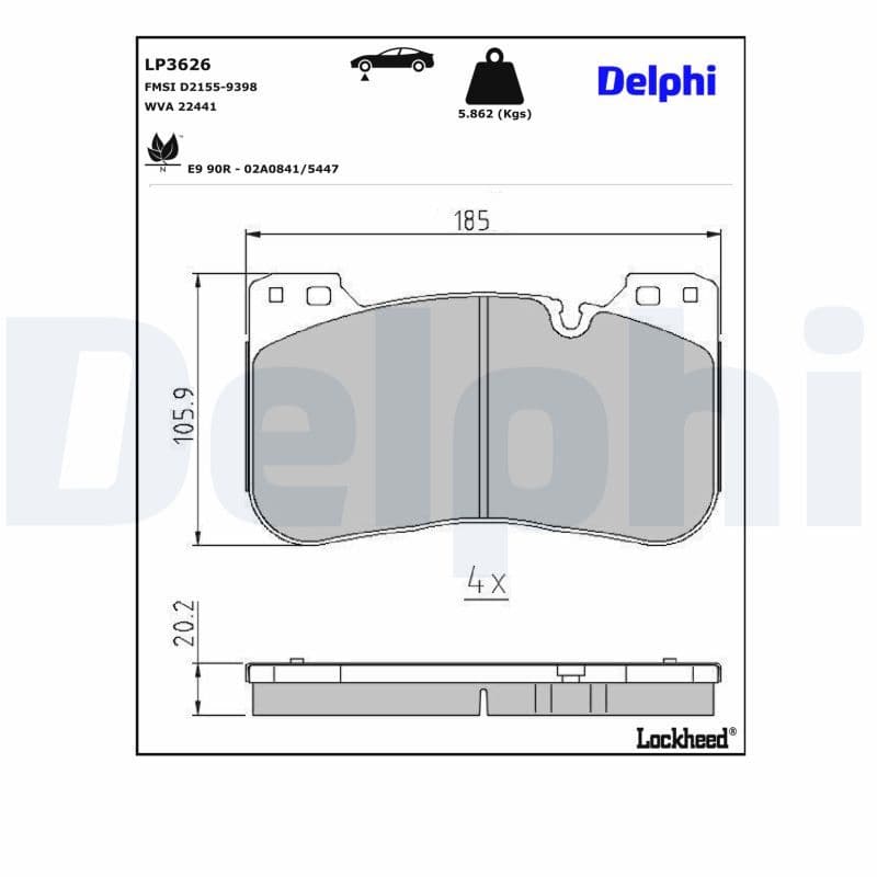 set placute frana,frana disc DELPHI LP3626