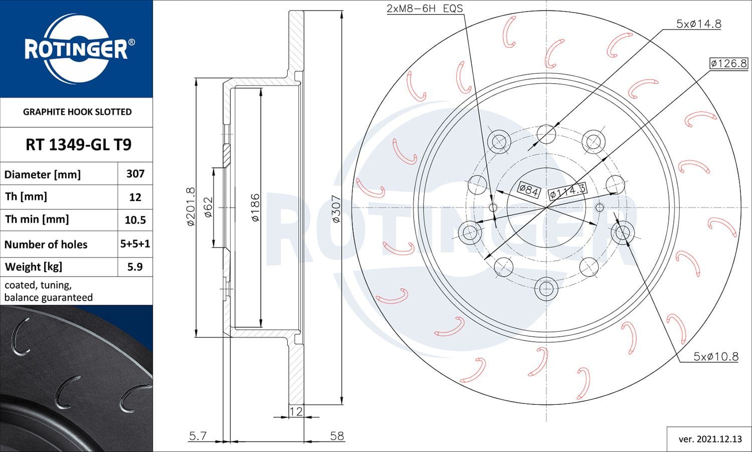 Disc frana ROTINGER RT 1349-GL T9