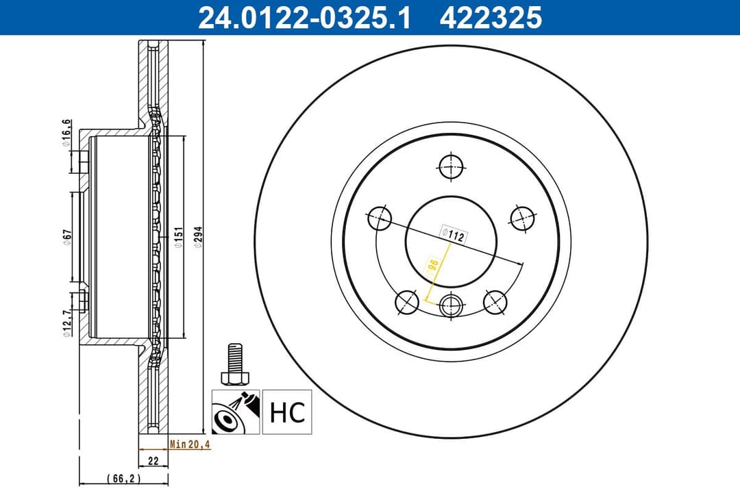 Disc frana ATE 24.0122-0325.1