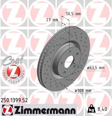 Disc frana ZIMMERMANN 250.1399.52
