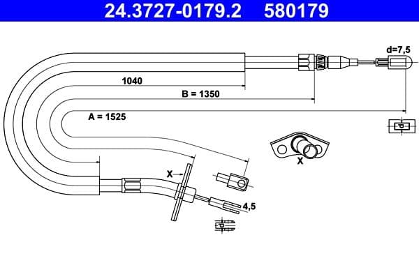 Cablu, frana de parcare ATE 24.3727-0179.2