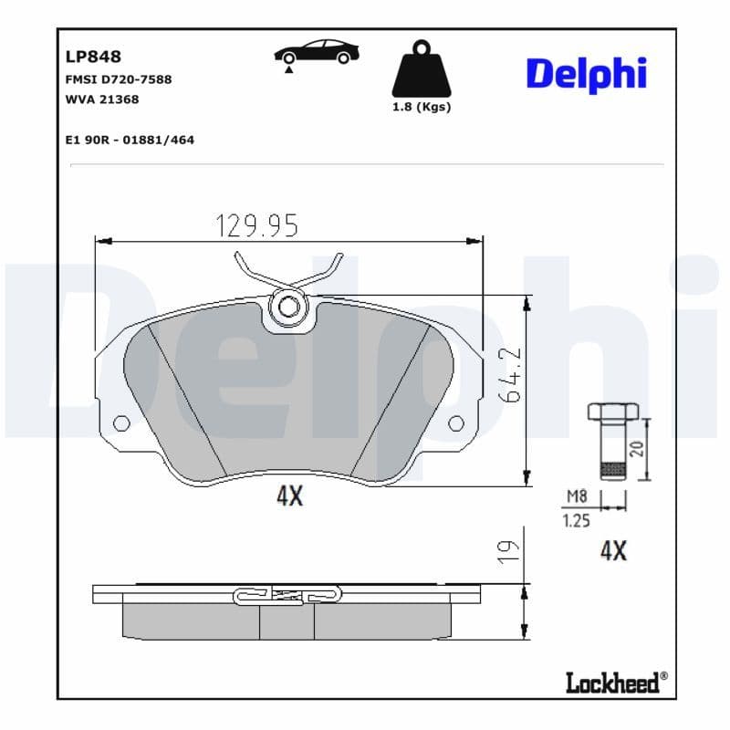 set placute frana,frana disc DELPHI LP848