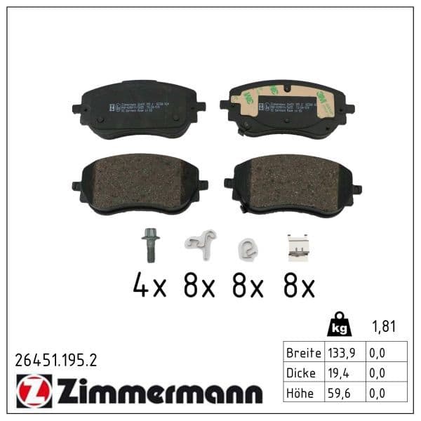 set placute frana,frana disc ZIMMERMANN 26451.195.2